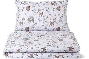‎BALBINA Balbina Kinder Baby-Bettwäsche-Komplettset 100 x 135 cm Deckenbezug 40 x 60 Kissenbezug 2tlg. 100% Baumwolle Reißverschluss (Waldfamilie Braun)