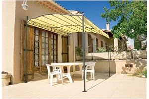 WERKA PRO Pergola Murale en Acier 3 x 2,5 m - Tonnelle de Jardin avec Toile en Polyester 180 g/m² - Idéale pour Terrasse et Espaces Extérieurs - Adossée au Mur - Robuste et Durable