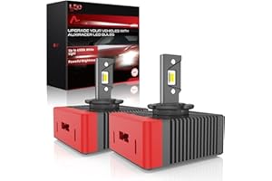 AUXIRACER Lampadina LED D5S, Nuova Versione D5S LED CANBUS Faro Sostituire OEM Xenon HID Lampadina, 30000LM 100W 6000K Bianco Estremamente Luminoso Kit di Conversione Lampada LED (2 PCS)