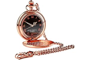 THE LUXURY VAULT Family Name Engraved Coat of Arms Rose Gold Pocket Watch and Chain Luxury Gift Crested Family Name Crest Engraved