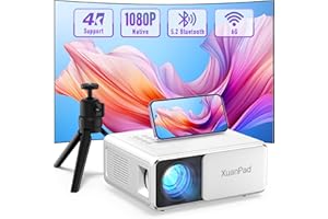 [Electric Keystone 6D/4P] XuanPad 2024 Upgraded 5G WiFi Bluetooth Projector, 700 ANSI 4K Supported Outdoor Projector with Tripod, Max 400” Display for iOS/Android/HDMI/USB/TV Box