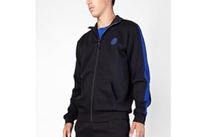 HERMET Inter, Blusa Homewear in Felpa Garzata, Abbigliamento da Casa, Nero e Blu con Logo dell'Inter, in Cotone, Full Zip