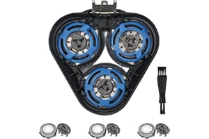 Menibeuty Paquete de 3 Serie 5000 Cabezal de Repuesto, Cabezal Afeitadora Repuesto Lavable Con Base Negra y Cepillo limpieza Recambios Maquina Afeitar, Recambio Phi1ips para S5570 S5380 S7510 XZ5800