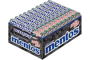 Mentos - Boîte de 40 Rouleaux Réglisse - Bonbons Mentos à la Réglisse, Tendres et Croquants - Goût Intense - Idéal pour Anniversaires - 40 Rouleaux à Emmener partout et à Partager