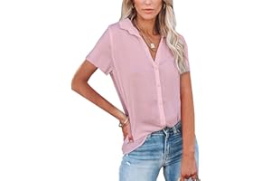 NONSAR Chemisier femmes - Col en V - Chemises élégantes à manches longues - Décontracté - Pour le travail - Hauts avec boutons