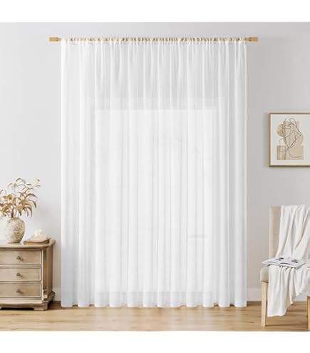 Devola Vitrage linnenlook gordijn lange modern effen kleur bistrogordijn halftransparant deur gordijnen raamsjaal keuken gordijnen korte gordijnen BxH 132x183cm beige 1 stuk