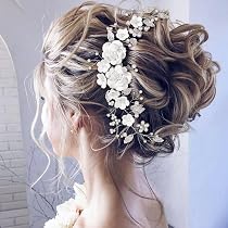 Couronne/bandeau Floral Pour Cheveux Avec Perles Et Fleurs En Coquillage - Chaîne Métal Doré Ajustable (20x20 Cm) - Pour Mariage, Fête, Accessoire Cheveux Femme/fille - 10
