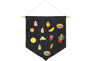 VIN BEAUTY Décoration murale à suspendre pour broche, boucles d'oreilles, bijoux, affiche, bannière, support mural en toile pour broches, boucles d'oreilles, boutons, écussons, badges, bijoux (noir)