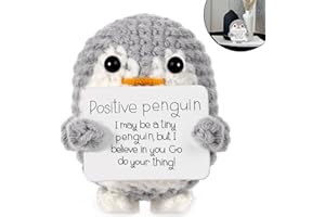 LLHaovdxas Positive Penguin, Positive Potato, Mini Knitted Toy with Positive Card Positive Crochet Emotional Support Crochet Doll Cheering Gift for Family Friends Encouragement Party Decoration(Gray)