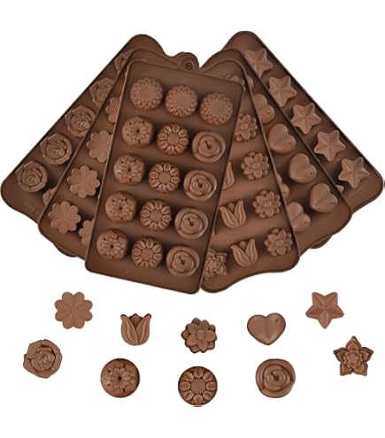NEUSID Siliconen Chocolade Mallen, Non Stick Bakvorm Siliconen Mallen voor Chocolade Snoep Jelly Ice Cube Zoete Mallen voor Valentijn Kerstcadeau, 2 stuks, bruin, 23,5 x 14 cm