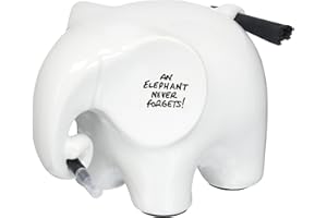 LUCKIES OF LONDON Luckies Eléphant en céramique pour mémos effaçables à sec – Éric, l’éléphant blanc pour des messages et mémos effaçables à sec – Bloc-notes en céramique - Feutre effaçable à sec et chiffon inclus