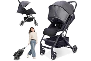 Wheelive Leichter Kinderwagen, Kompakter Einhand-Buggy Zum Einfachen Zusammenklappen mit Verstellbarer Rückenlehne und Ablagekorb, Schlafrollo - Kinderwagen für Flugreisen und mehr