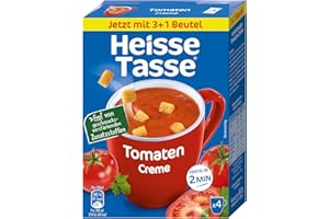 ERASCO HEISSE TASSE Heisse Tasse Tomaten-Creme mit Knusper-Croûtons 9er Pack (9 x 600 ml) – In nur 2 Minuten fertig – Der perfekte Suppen-Snack