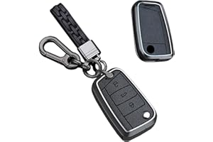 TECART Etui na kluczyki samochodowe ze stopu aluminium, pasuje do VW Golf 7 Mk7 Polo Jetta 4 Touran T-Roc Tiguan, Seat Leon 3, Ibiza, Toledo, Arona, Ateca, etui na klucze, akcesoria, breloczek do