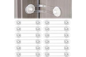 WORUIB 12Pcs Cupboard Locks for Children, Child Locks for Kitchen Cupboards, Transparent Child Safety Cupboard Locks, Without Drilling Strong Adhesive Cabinet Lock for Fridge, Cabinets, Drawers, Door