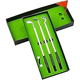Demason 3 Pcs Stylos à Bille de Golf, Coffret Cadeau Mini Golf Club Stylo à Bille - Stylo - Drapeau pour Fête des Pères, Noël
