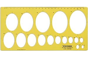 Traceease Geometric Drafting 45° Ellipse Template Drawing Stencil, Designing Template Measuring Ruler