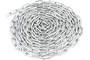 WHUUSAD DQ-PP Stahlkette Stahl C15 – 3mm – 15m – Kurzgliedrig – Verzinkt – DIN 5685 – Absperrkette – Metall – Rundstahlkette – Eisenketten – Absperrketten – Zurrketten