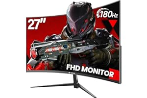 CRUA 27 Inch Curved Gaming Monitor, 165Hz/200Hz Full HD 1080P PC Monitor, 1500R Frameless Design, FreeSync, Eye Care, VESA Mountable