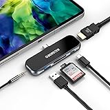 USB C-hub för iPad Pro/Air 2018–2021, OBERSTER 6-i-1 USB 3.0-huladapter med 4K HDMI, PD 100 W, USB 3.0 och 3,5 mm ljud, SD/TF