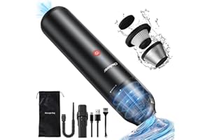 Chuboor Handstaubsauger, Mini Staubsauger 7000Pa Starker SOG Leicht und Bequem Handstaubsauger Akku mit HEPA Mehrfachfiltration Laufzeit 25 Min Aufladbar USB für Zuhause/Auto/Tierhaare (Schwarz)