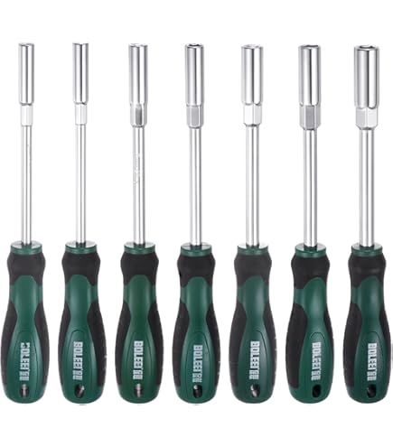 QUARKZMAN 2pz Chiave A Dado Metrico 13mm Cr-V Con Asta Cava, Cacciavite A Bussola Esagonale Con Punta Non Magnetica E Manico Antiscivolo Per Riparazioni Automobilistiche