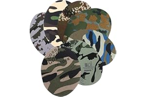 Clyhon 14 Pezzi Toppe Termoadesive, Forma Ovale Tessuto Mimetico Toppe Fai Artigianato Vestiti Patch Riparazione Kit Accessorio