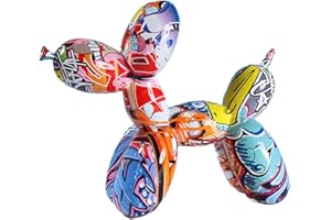 JJIW Balloon Dog Ornament, Balloon Dog Sculpture, Dog Ornaments For All Types Of Homes, Resin, 21 * 8.6 * 17cm (Graffiti)