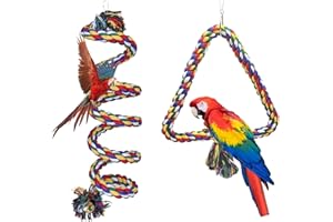 SYLANDA Oiseau Bungee Mâcher Spirale Corde, Perchoir Perroquet Corde Perruche Escalade Ficelle, Jouets pour Oiseaux, Jouets d'escalade Couleur - pour Birdie, Perroquet, Pinsons, Perruches