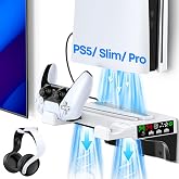 PS5 İnce Duvara Montaj Kiti, Soğutma Fanı ve Şarj İstasyonlu, PS5 Raflı Y&uuml;zer Montaj, PS5/PS5 İnce Disk ve Dijital Konsol i&ccedil;i