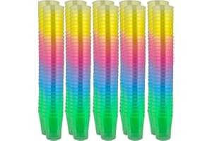 MIJOMA Vasos de chupito de plástico irrompibles resistentes, Copas para postres, fiestas, bodas, cumpleaños, reutilizables, 29 ml (arco iris, 320 unidades)