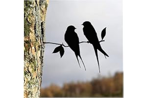 LUCKLY Silhouette en Acier d'oiseau en Métal,Décoration d'oiseaux de Branche, Statue Oiseaux Décor d'arbre d'art de Figure, Oiseau d'arrière-Cour pour Décorations Extérieures de Patio Jardin (B-Avaler)