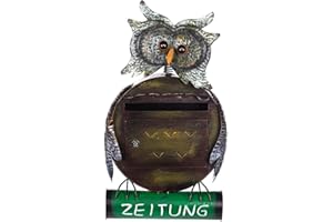 BIRENDY Pregiata cassetta portalettere, animali, motivo: gufo, decorazione in metallo lavorato mano na12 a480 bemalt. molto bello con tubo di giornale,