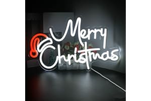 Looklight Merry Christmas Señal de neón Sombrero de Navidad luz de neón Led letras blancas señales de luz de neón para fiesta de Navidad niños dormitorio Bar tienda decoración de Navidad regalo