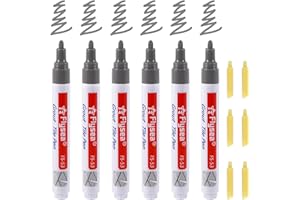 BEFUN 6 Stück Fugenstift Fugenmörtel Restaurierung Stift mit Ersatzspitze, Wasserfest Fugenstift Fliesen Stift Fugen, Reparatur Marker für Reparatur Fliesen Mörtel in Badezimmer, Küche, Veranda-Dunkelgrau