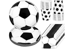 CSYY Lot de 52 Pièces de Vaisselle, Assiette Anniversaire Football Les Amateurs de Football Enfants Fête Assiettes en carton Serviette Gobelets pour D'enfant pour 16 Personnes