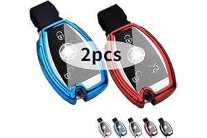 Yosemy Custodia per Chiave Auto Mercedes Benz, in TPU Morbido Custodia Protettivo 2 3 Tasti Auto Caso Chiave, per Mercedes Benz W204 W211, 2-3 Tasti Keyless A B C E Class (Blu + Rosso)