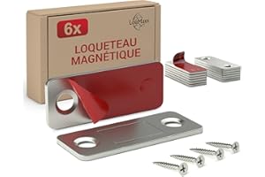LouMaxx Aimant Puissant Adhésif - Force de Tenue 8kg - Lot de 6 en Acier Inoxydable - Aimant Ultra Fin Pour Armoires - Aimant Adhésif Magnétique - Aimant Porte Placard - Forte Tenue