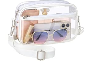 BOOCOOBERG Transparente Tasche, Stadion-zugelassen, transparente Geldbörse für Damen, verstellbarer Schultergurt, kleine Konzerttasche für Sportveranstaltungen, Spieltag, transparente Tasche für Konzerte,