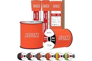Brotree 4mm Paracorde 550 7 Brins Corde en Nylon 10M Type III Corde Parachute pour Survie, Extérieur, Bricolage - 250kg Charge de Rupture (Orange)