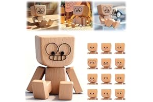 TAECHALINGO Wackelnder Holzmann,Charmante Kleine Holzfigur,Schüttelnde Holzmann-Figur mit 12 Ausdrücke Schwankt,Wackelnde Holzfigur,Schüttelmann aus Holz,für Armaturenbrett Autozubehör Schreibtisch Deko