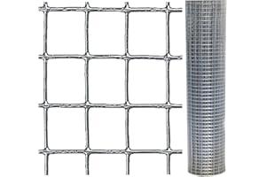 ANSIMIDA 0.61M X 15M Galvanised Wire Mesh, Welded Steel Mesh Panels, Hot Dip Galvanised Wire Netting Fence Mesh, for Chicken Coops, Rabbit Runs, Garden Fencing - 2.5x2.5cm