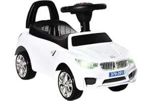 HOMCOM Ride on Car Baby Toddler Walker Foot to Floor Sliding Car Slider w/Horn Music Working Lights Storage for 1.5-3 Years Old, White