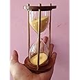 WAVE NAUTICAL� 5 Minutes Brass and Wood Sand Timer Hourglass Sand Timer Brass Sand Timer Antique Sand Clock Hourglass 5 Minutes for Gift Home Decore Handmade Sandtimer Gold 5 Minutes (Yellow)