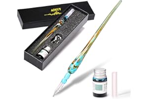 AOKUY Glass Dip Pen Set,Calligraphy Pen,Crystal Signature Pen for Art, Writing, Signatures -Decoration and Business Gift