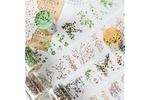 MisKepaa Scrapbooking Accessori Kit, 3 Rolls PET Plant Washi Tape Stickers, Fiori Tapes for Scrapbook, Bullet Journal, Scrapbooking, DIY Crafts, Painting (Mountain Wildflower Branches 2)