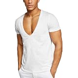 T-shirt uomo bianca - Manica lunga - scollo V profondo - Abbigliamento  online gogolfun.it
