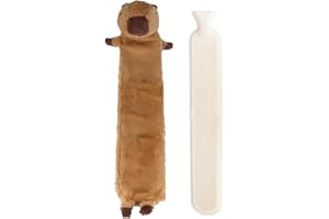 ‎THIMMAMMA Wärmflasche Lang mit Bezug, 2l Große Wärmflaschen mit Bezug, Weichem Vlies, Extra Langer Wärmbeutel aus Gummi von Rücken, Nacken und Schulterschmerzen sowie Regelschmerzen