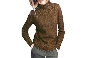 KEYILOWYS Nuovo Prodotto Maglione da Donna in Puro Colore con Motivo in Lino Maglione Lavorato A Maglia da Donna