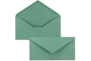 NEUSER PAPIER 50x Buste formato DL Americana - colore: verde eucalipto (riciclaggio della carta) - 110 x 220 mm - Chiusura: Gommata - 120 g/m² - per la natura by GUSTAV NEUSER